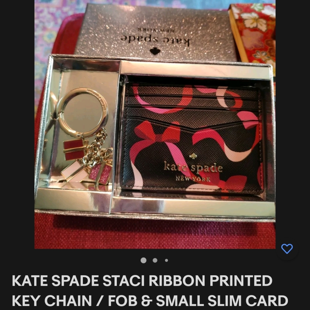 Kate Spade ribbon party wallet and keychain NWT